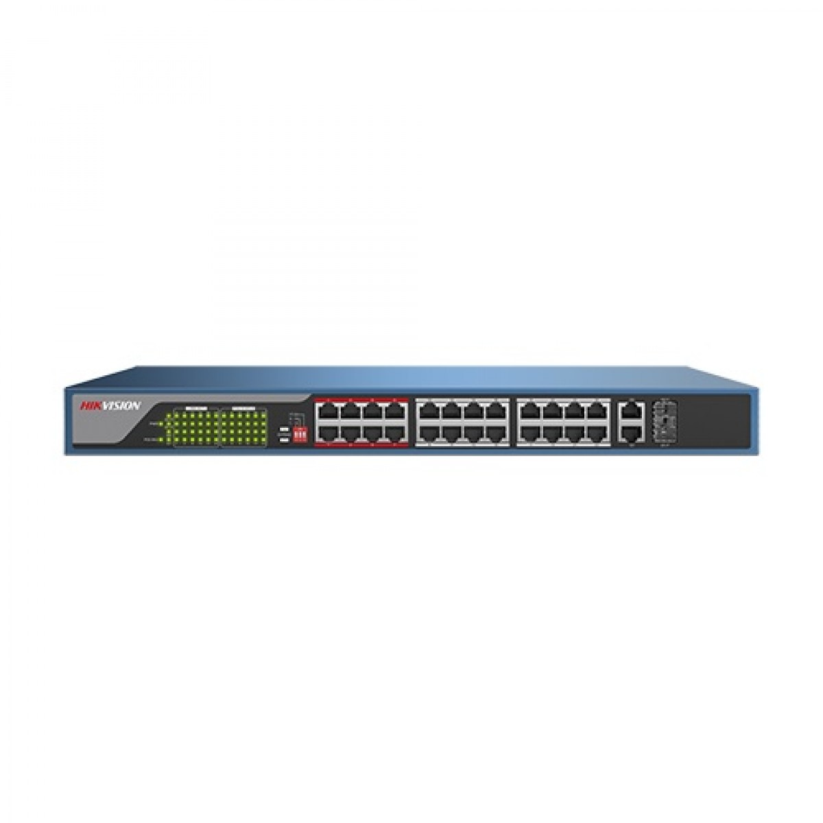 Switch 24 porturi PoE Gigabit, 1 port SFP Gigabit, 1 port RJ45 Gigabit, 1U, management - HIKVISION