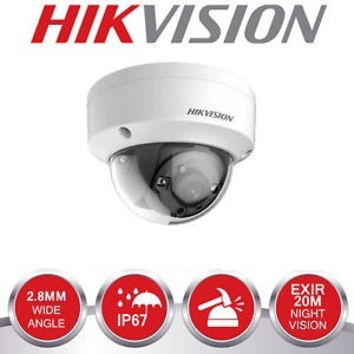 Dome 4K IR UltraHD 1440p 5Mpx  Lentila 2.8mm IR 20m Hikvision 
