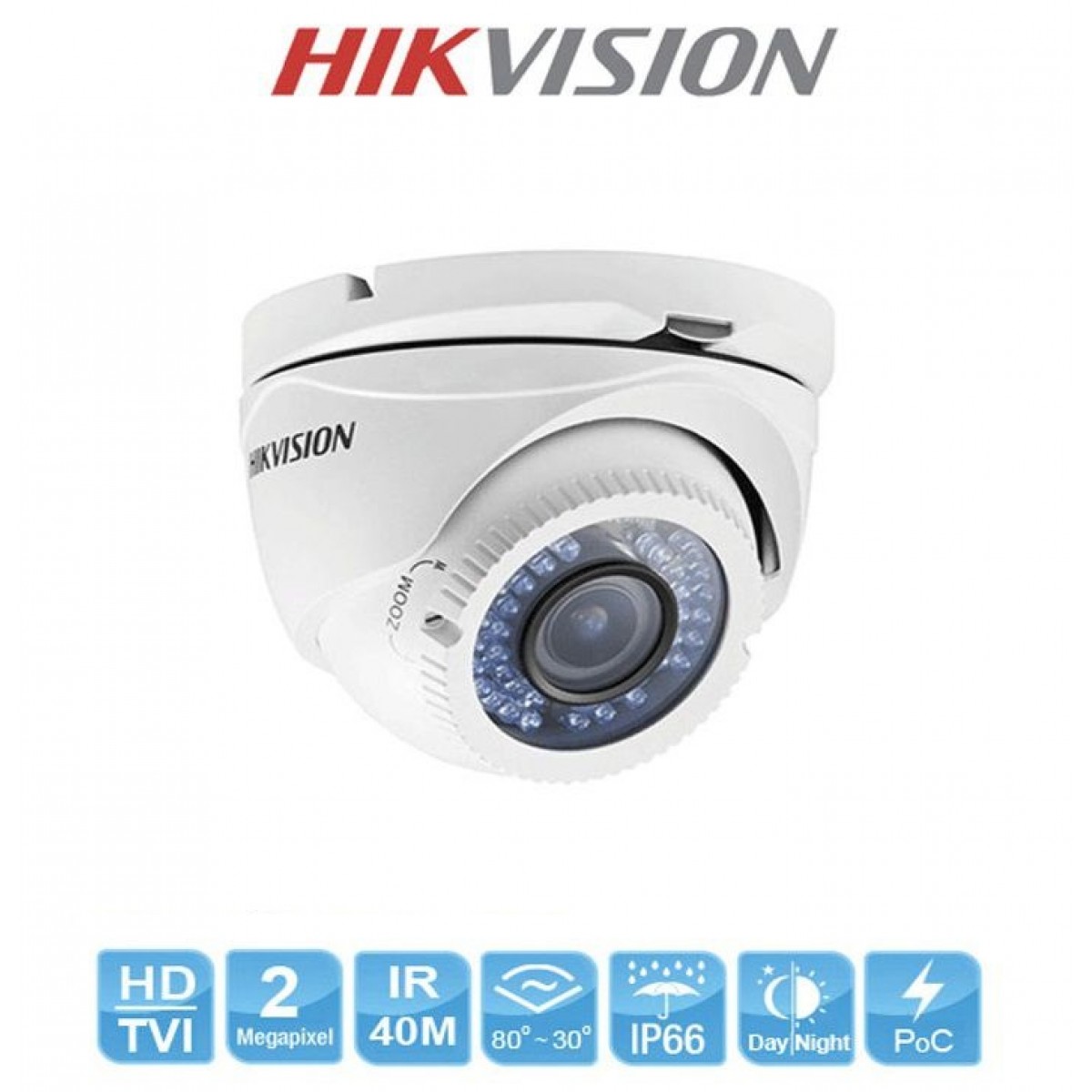 Camera Dome Full HD VariFocal 2.8-12mm,2Mpx Hikvision POC