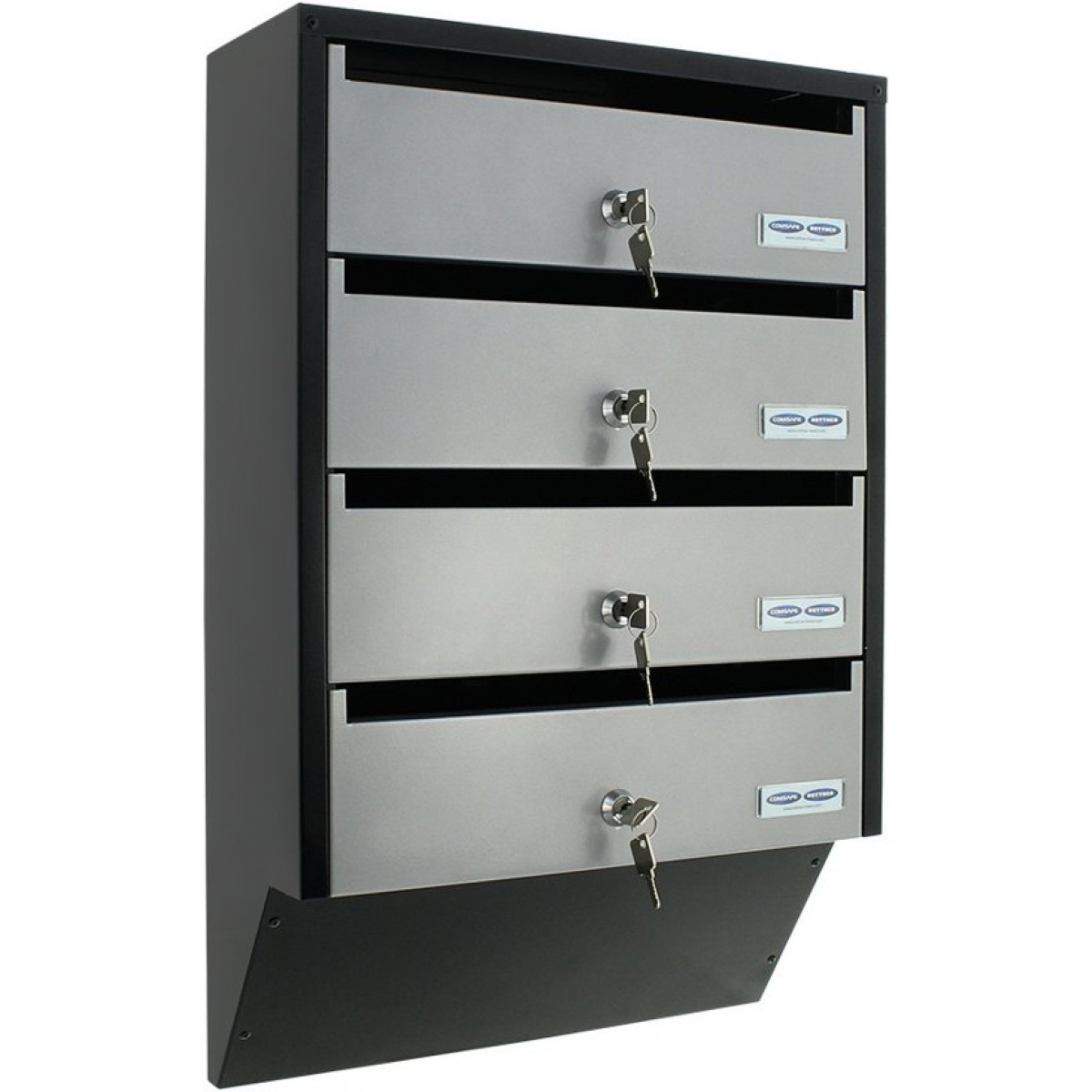 Modul 4 cutii postale interior exterior Argintiu-Negru