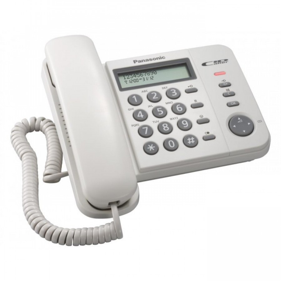 Telefon analogic cu fir alb negru Panasonic cu caller ID speaker