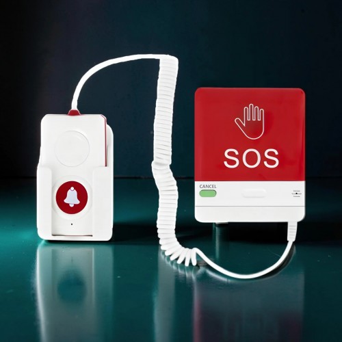 Buton de panica cu cablu spiralat pentru mana cu tehnologia LoRa, wireless pentru pacient