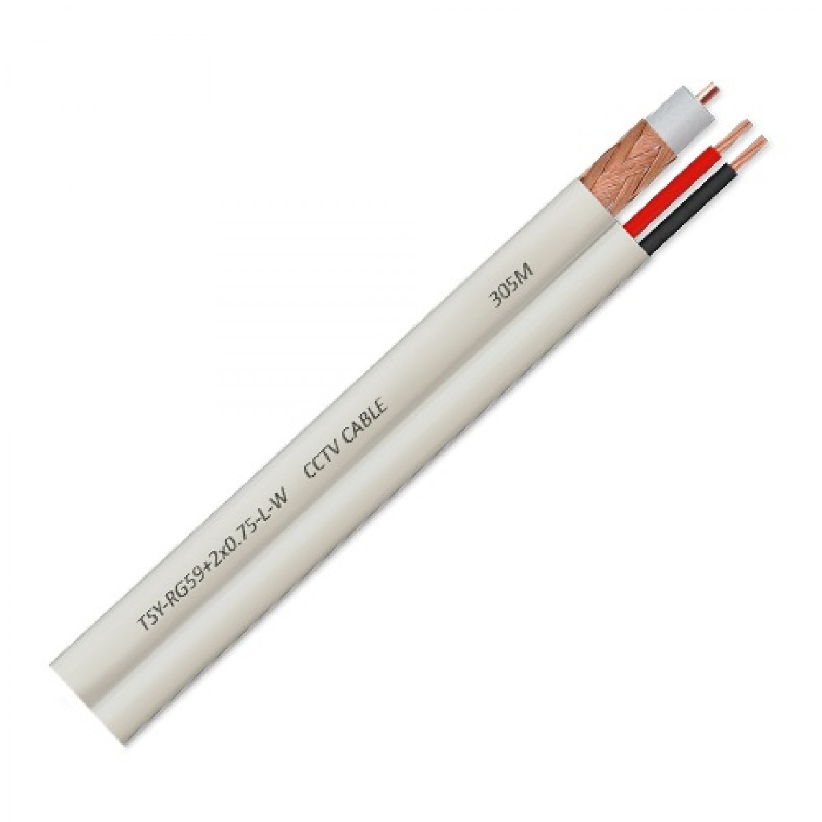 Cablu coaxial RG59 + alimentare 2x0.75, alb - rola 100m Cablu coaxial RG59 + alimentare 2x0.75, alb - rola 100m