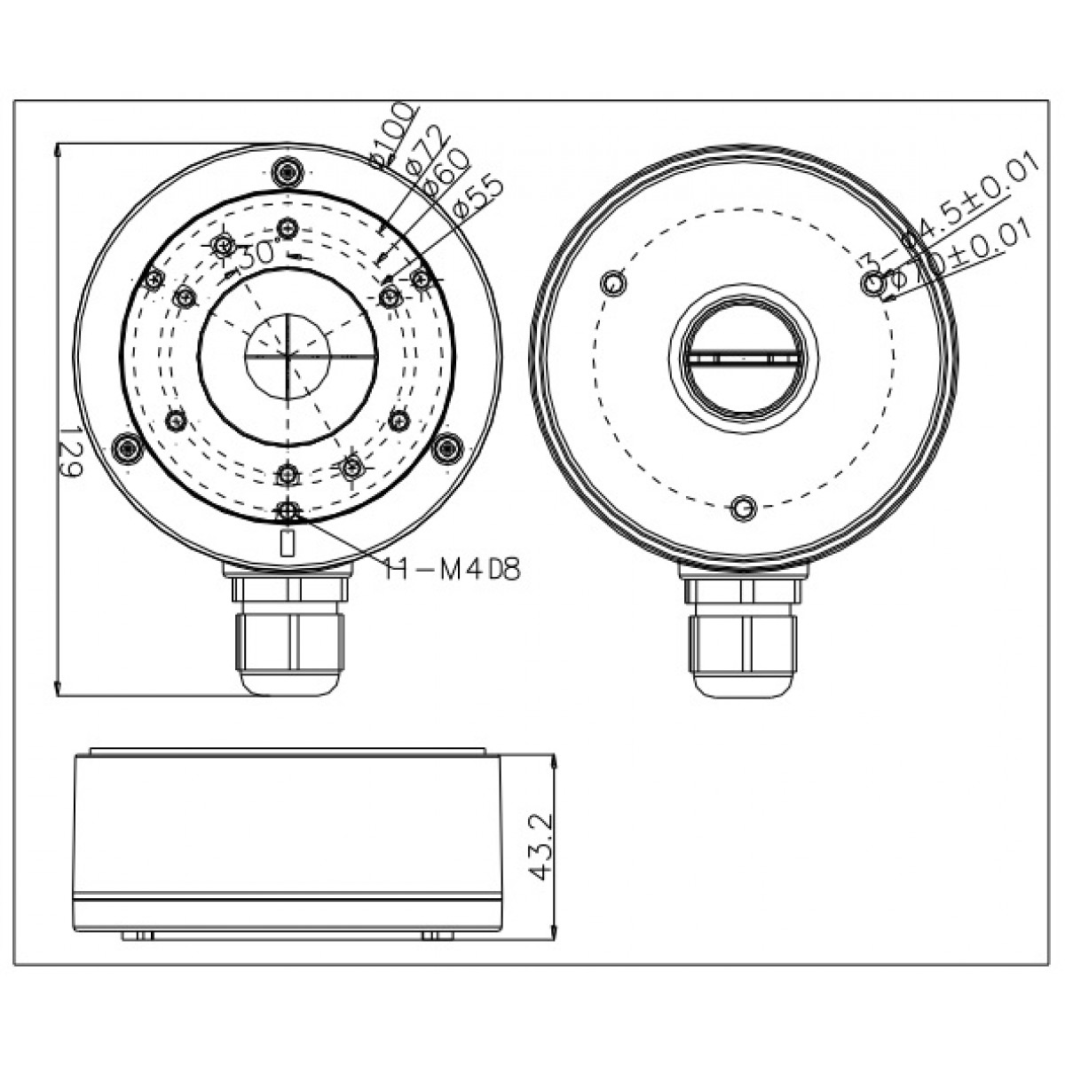 Doza aluminiu montaj video exterior Hikvision xs