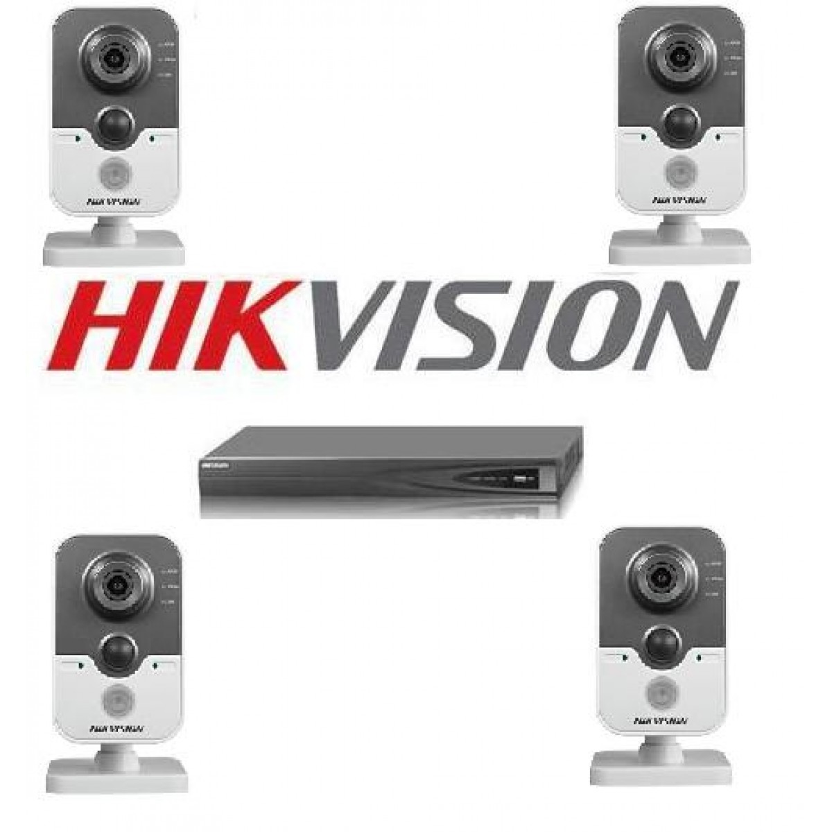 Kit NVR 4 Canale PoE 4 Camere Ip Wi-Fi 3 Megapixeli Hikvision