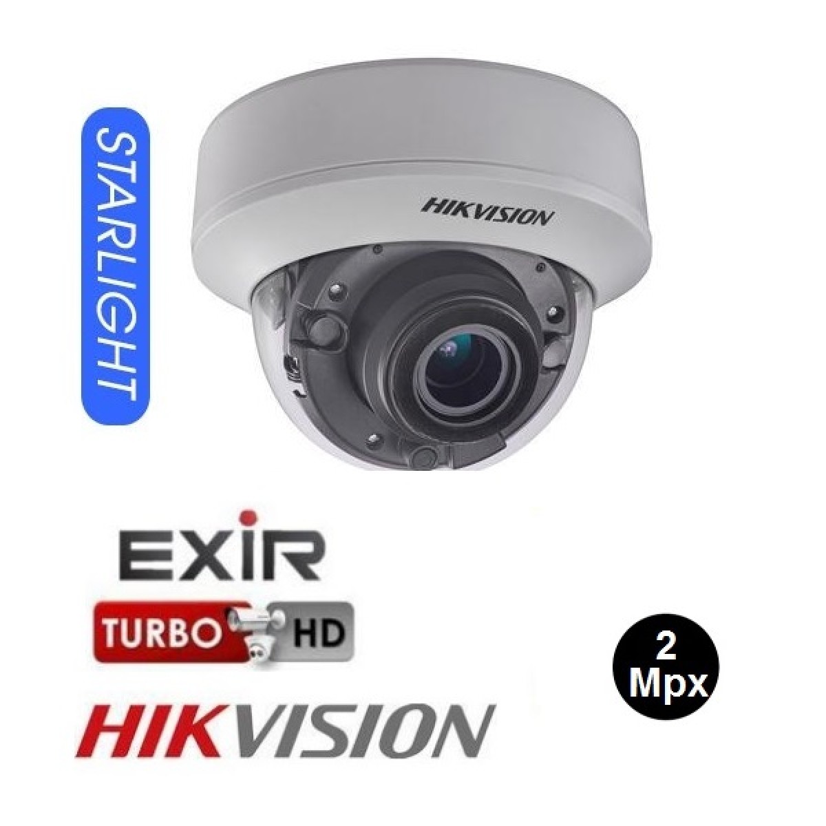 Dome TurboHD IR 20m 2Mpx Motorizat 2.8-12mm Antivandal IK10 Hikvision Starlight