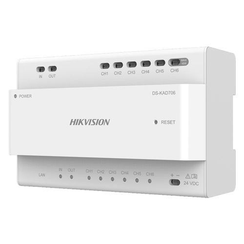 Distribuitor videointerfon pentru 6 posturi - HIKVISION, cablare pe 2 fire