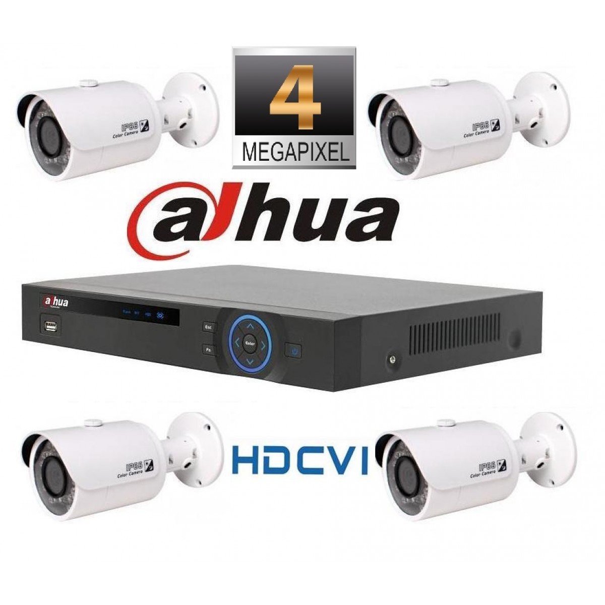 Kit Supraveghere Video 4 Megapixeli Camere Dome HD-CVI Dahua