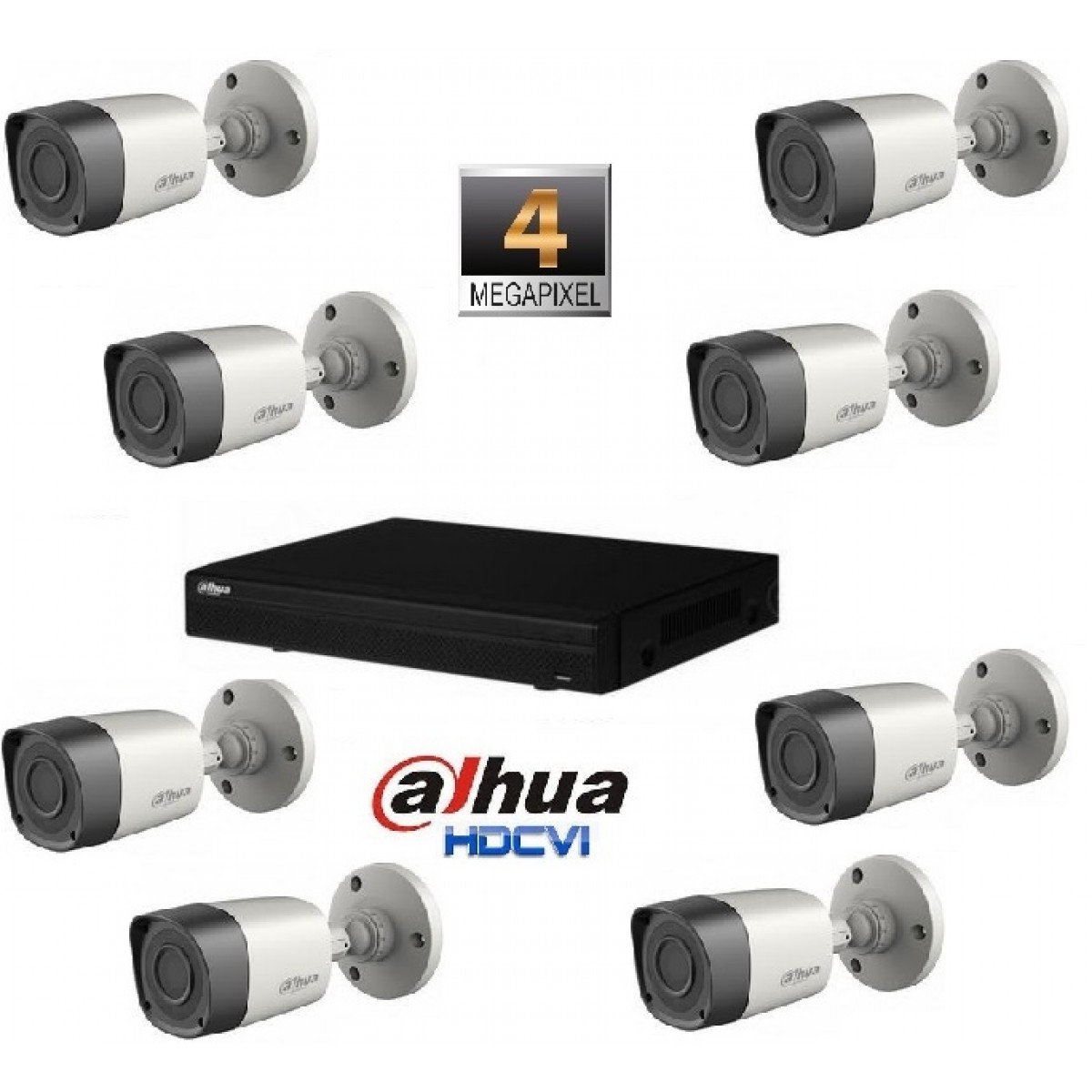 Kit Supraveghere Video 4 Megapixeli Camere Bullet HD-CVI Dahua
