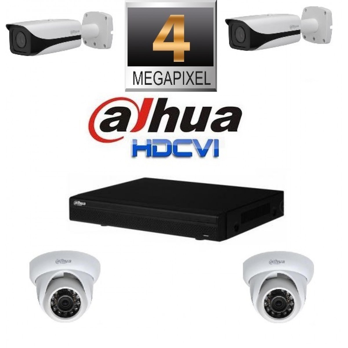 Kit Supraveghere Video 4 Megapixel Camere Bullet HD-CVI Dahua