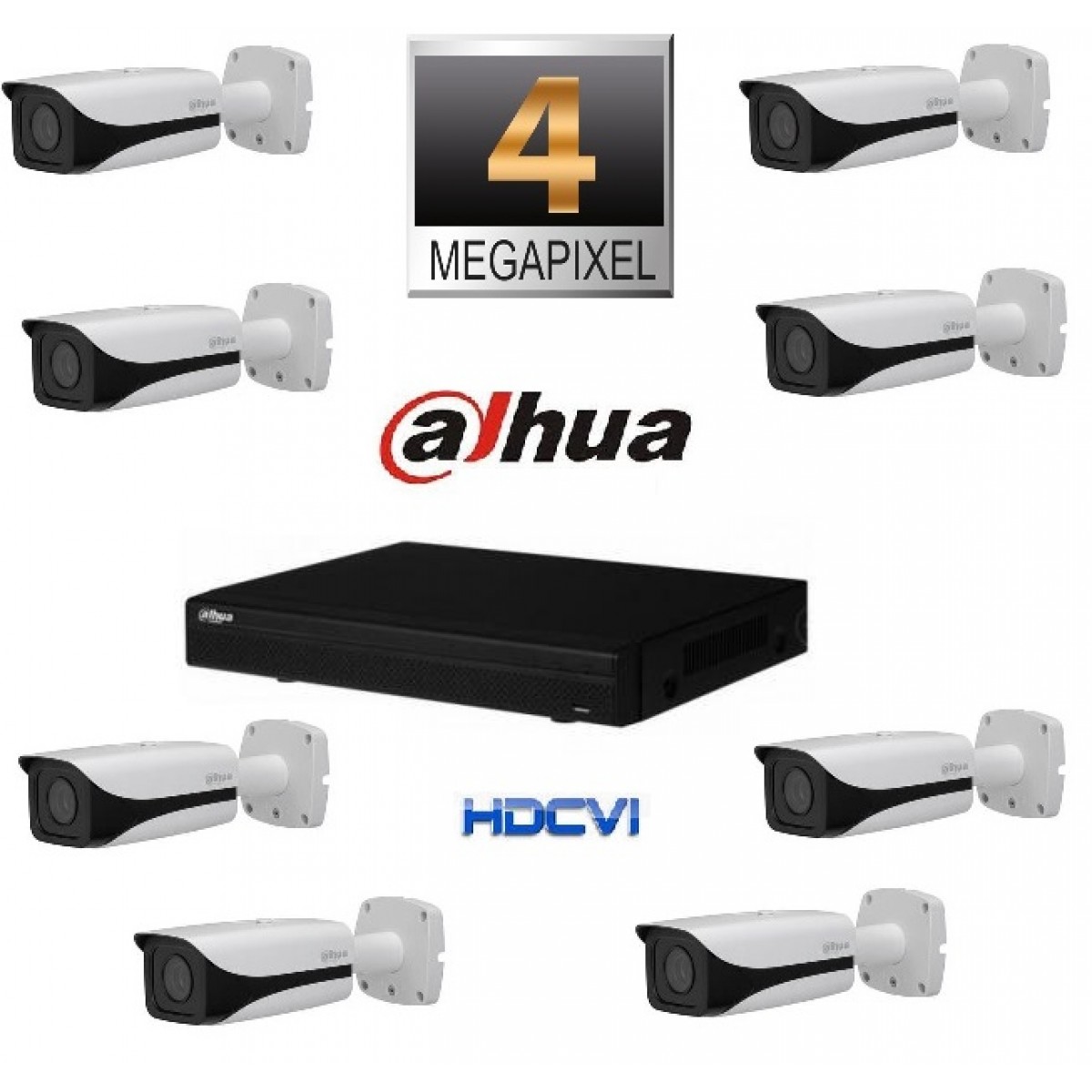 Kit Supraveghere Video 4 Megapixeli Camere Bullet HD-CVI Dahua