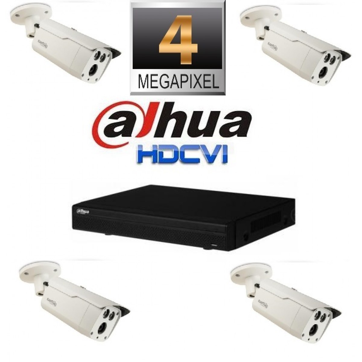 Kit Supraveghere Video 4 Megapixeli Camere Bullet HD-CVI Dahua