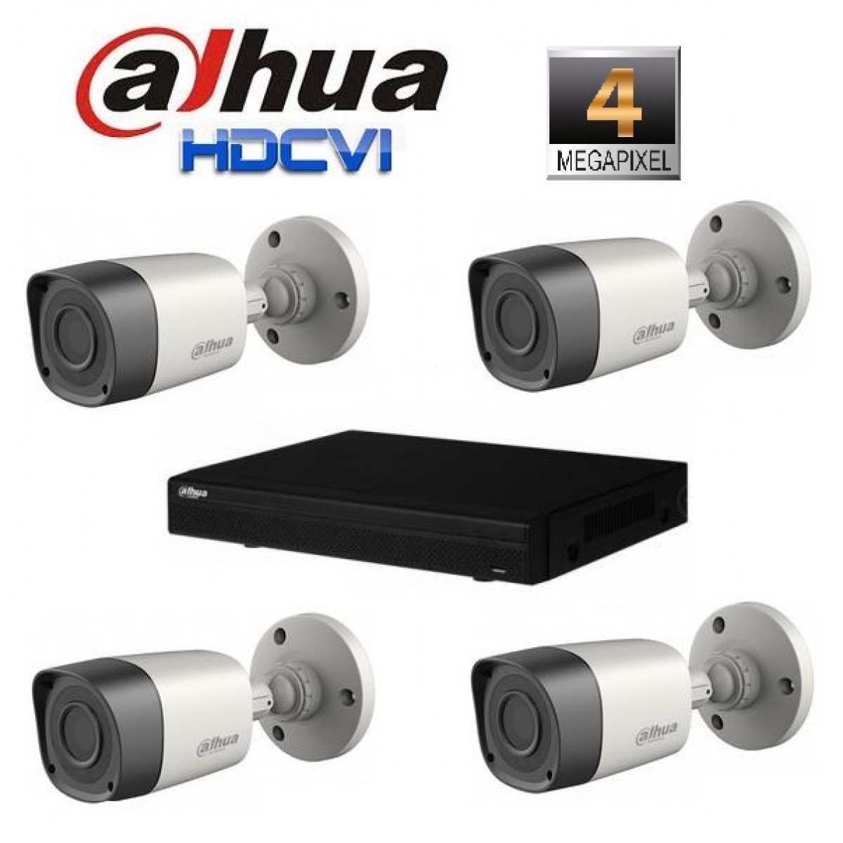 Kit Supraveghere Video 4 Megapixeli Camere Bullet HD-CVI Dahua