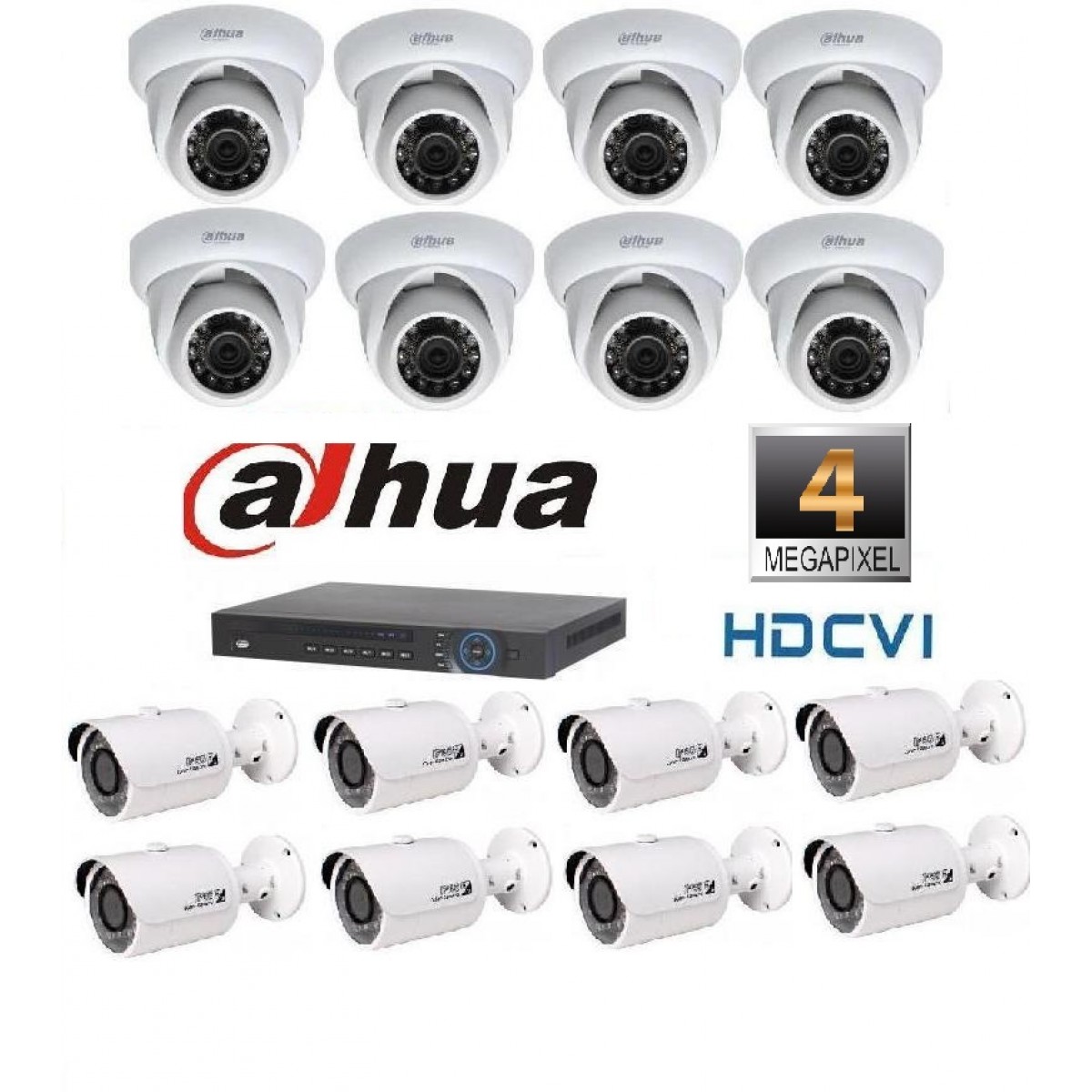 Kit Supraveghere Video 4 Megapixeli Camere Dome HD-CVI Dahua Kit Supraveghere Video 4 Megapixeli Camere Dome HD-CVI Dahua