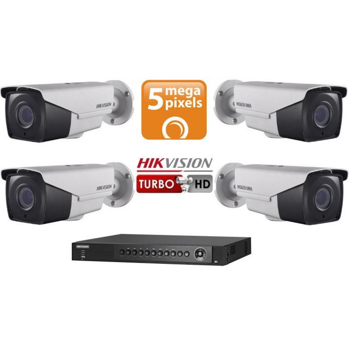 Kit Supraveghere Video Exterior Turbo FULL HD 5 MPX IR 40m Hikvision K1