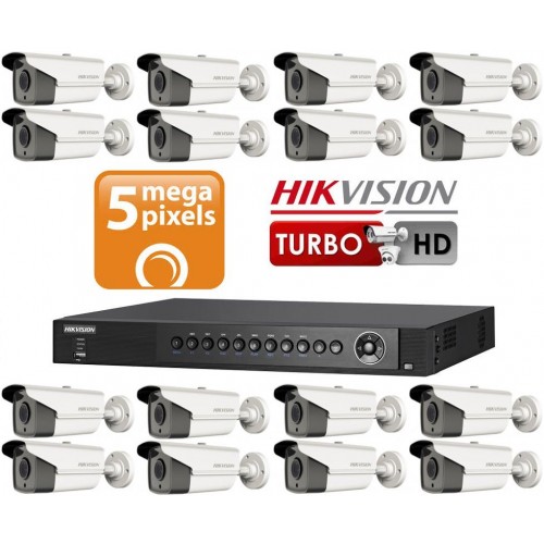 Kit DVR + 16 camere supraveghere video 5 Megapixeli Hikvision TurboHd IR40m k2