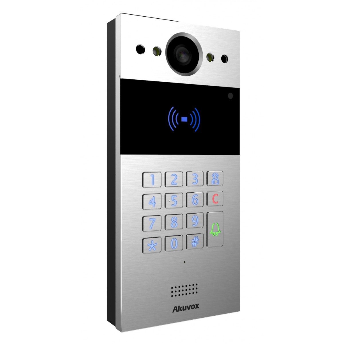 Akuvox - Video interfon de bloc IP SIP, post de apel cu tastatura numerica  cititor RFID Mifare 13.56Mhz / NFC si EM125KHZ IP65