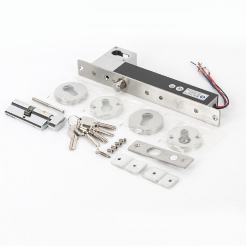 Bolt electric cu actionare electromagnetica, temporizare, monitorizare si cilindru cu cheie si LED