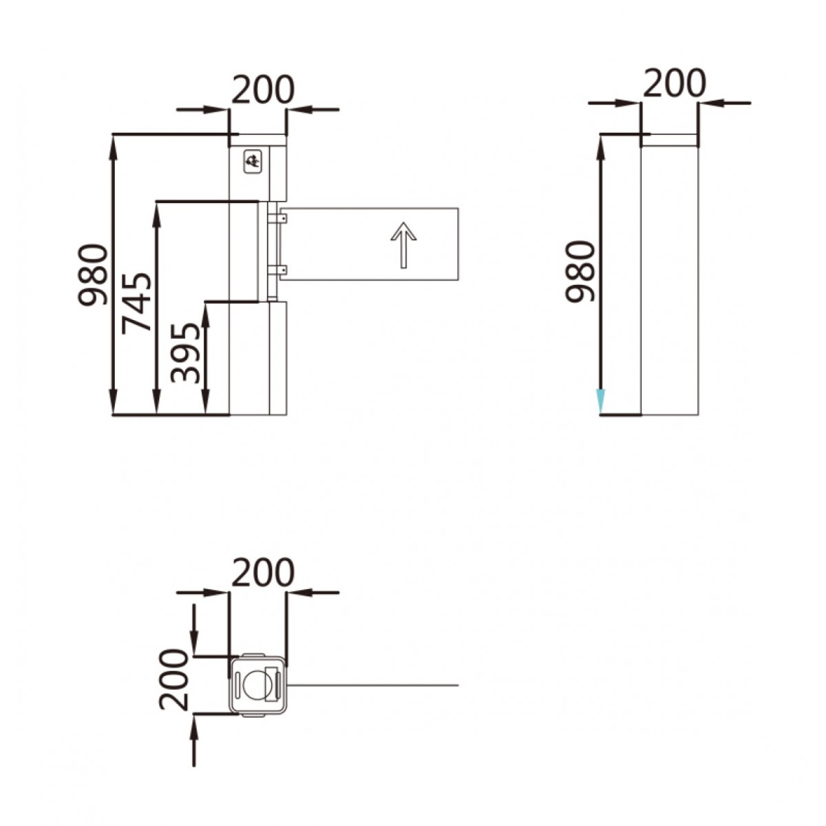 Kit porti batante, Cititor MiFare, Brat acrilic, latime banda 1100mm - HIKVISION
