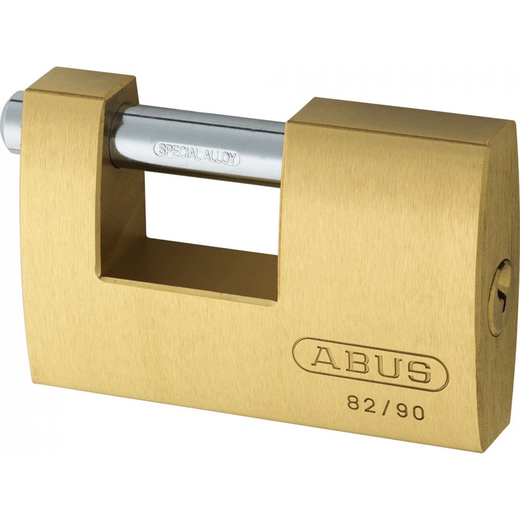 ABUS Messing-hangslot 82/90 gl.-8521 - gelijksluitend - monoblock-hangslot voor rolrooster, automaten en nog veel meer - vergrendelingsbouten van gehard staal - ABUS veiligheidsniveau 7