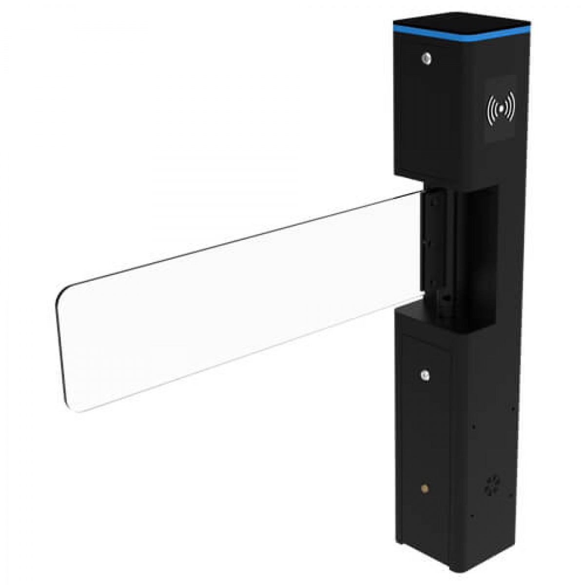 Poarta batanta bidirectionala, automata, cu brat din sticla acrilica, corp negru Poarta batanta bidirectionala, automata, cu brat din sticla acrilica, corp negru