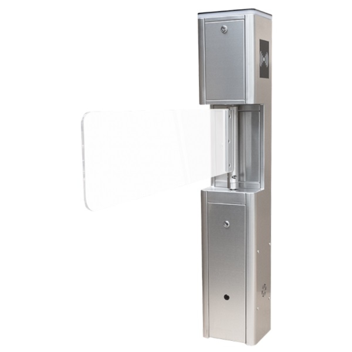 Poarta batanta bidirectionala, automata, cu brat din sticla acrilica, corp din inox Poarta batanta bidirectionala, automata, cu brat din sticla acrilica, corp din inox
