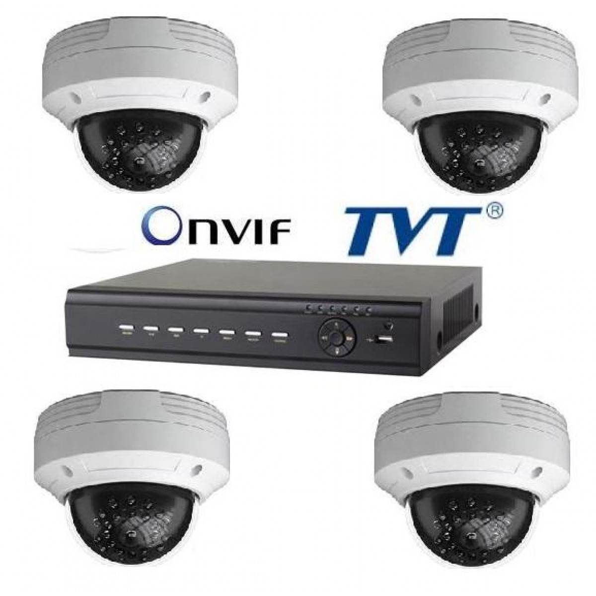 Kit network videorecorder 4 canale 4 dome Ip megapixel 