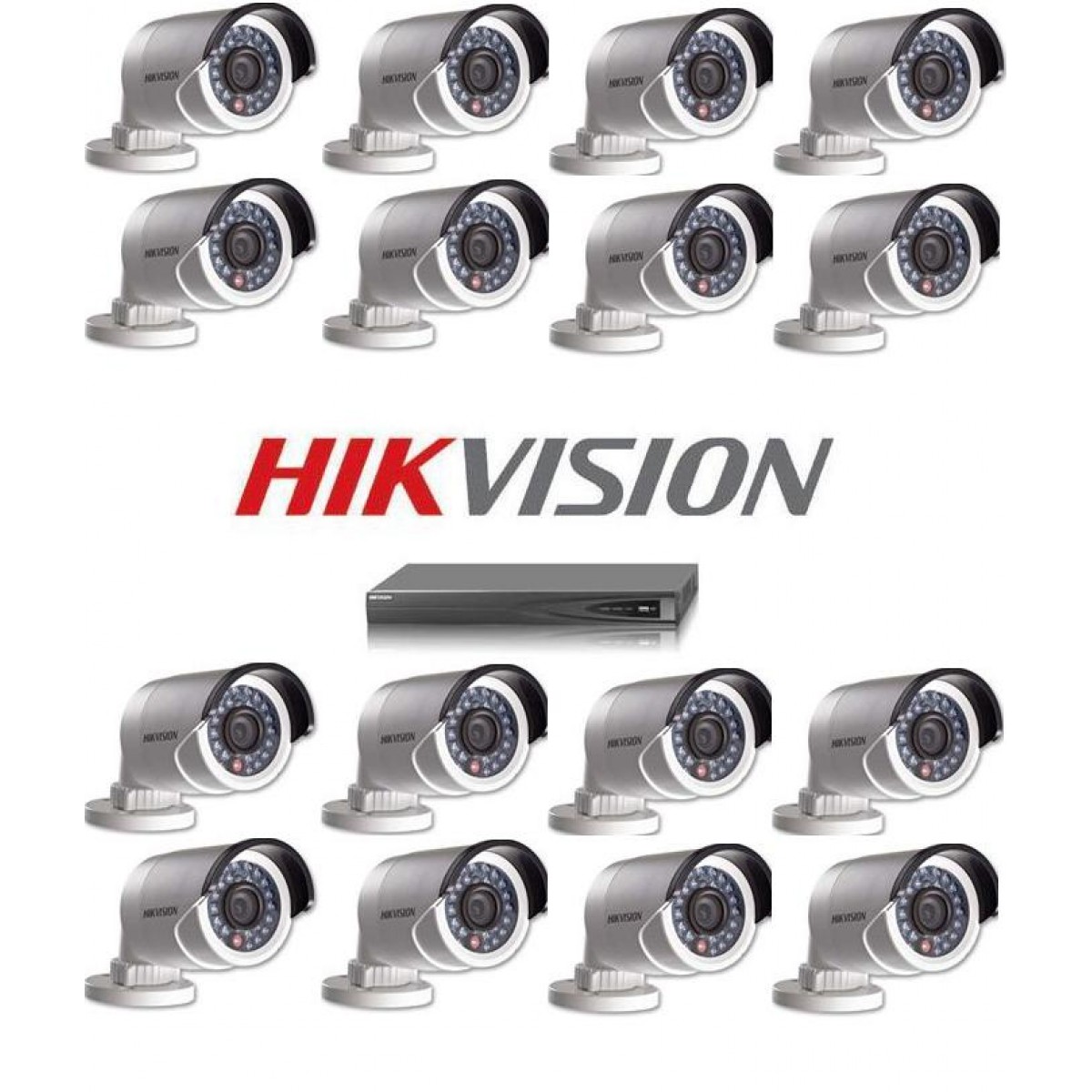 Kit nvr 16 canale video 8 PoE 16 camere ip exterior Hikvision