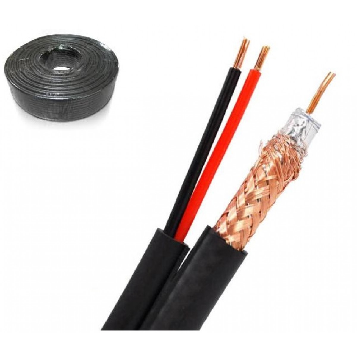 Cablu coaxial Cu siamez cu alimentare - rola 100m