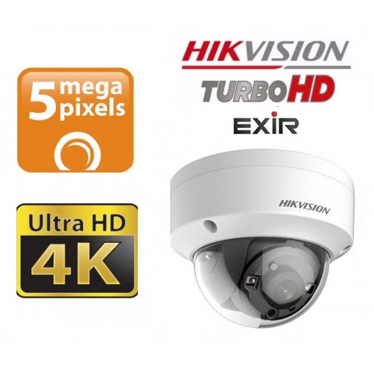 Dome Exterior TurboHD 3.0 TVI 5Mpx 4K Lentila 2.8mm IR 20m Hikvision 