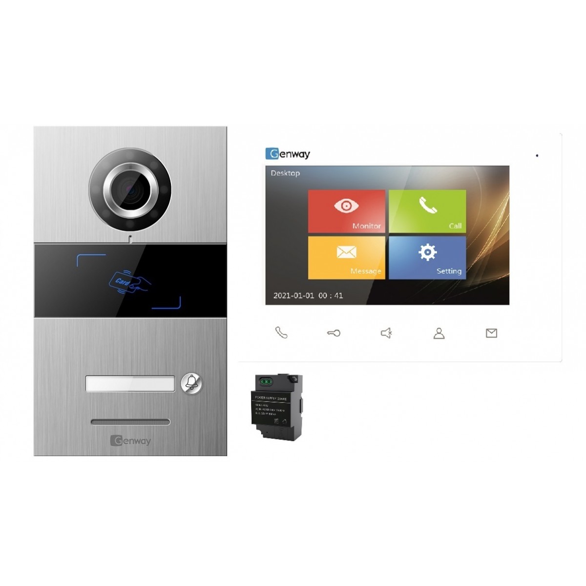 Kit videointerfon Genway - cititor proximitate - display 7inch - slot sdcard - memorare poze - inregistrari - Montaj Ingropat