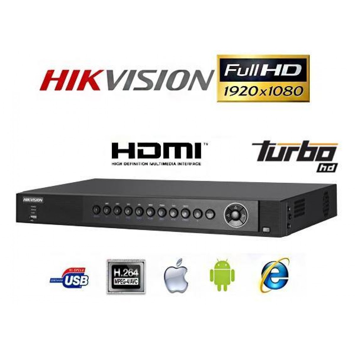 Videorecorder DVR 16 Video 4 Audio Turbo HD Real Time FULL HD Hikvision
